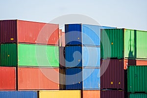 Shipping containers stacked