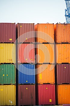 Shipping containers stacked