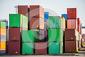 Shipping containers stacked