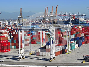 Shipping Containers stacked in Los Angeles