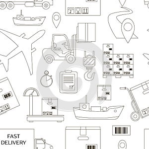 Shipping and delivery icons set pattern