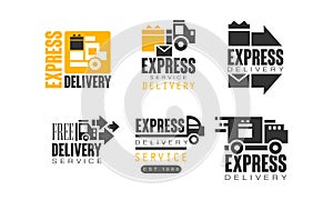Shipping and Delivery Service Vector Logos Set