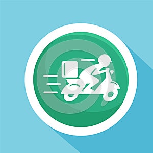 Shipping fast delivery man riding motorcycle icon