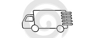 Shipping fast delivery truck with clock icon symbol, Pictogram flat design for apps and websites