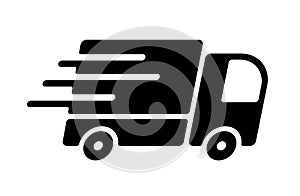 Shipping fast delivery truck icon symbol, Pictogram flat design for apps and websites, Isolated on white background