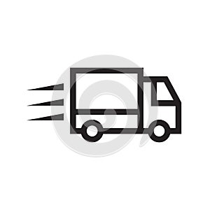 Shipping fast delivery truck icon symbol, Pictogram flat outline design for apps and websites