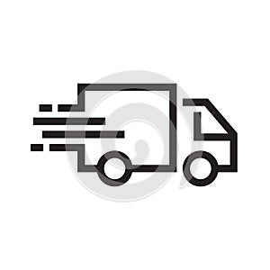 Shipping fast delivery truck icon symbol, Pictogram flat outline design for apps and websites