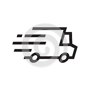 Shipping fast delivery truck icon symbol, Pictogram flat outline design for apps and websites