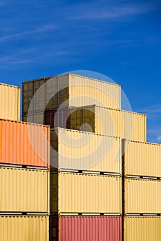 Shipping freight cargo containers stack in harbor