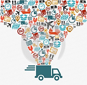 Shipping icons set Fast delivery truck concept ill