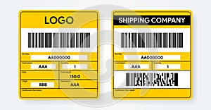 Shipping label template. Express delivery. Transportation priority cargo sticker. Delivery bar code mockup. Information