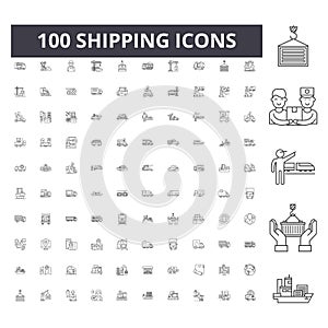 Shipping line icons, signs, vector set, outline illustration concept