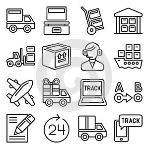 Shipping, Logistic and Delivery Icons Set. Line Style Vector