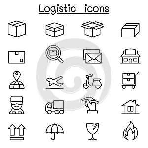 Shipping , Logistics & Delivery icons set in thin line style