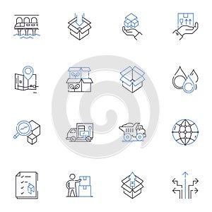 Shipping logistics line icons collection. Freight, Carrier, Delivery, Cargo, Shipping, Supply chain, Transportation