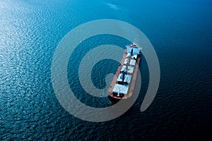 Shipping oil and chemical sailing on the sea dramatic process aerial view