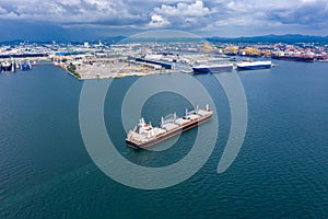 Shipping oil and gas with transport dock background
