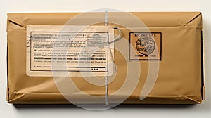 shipping package with label