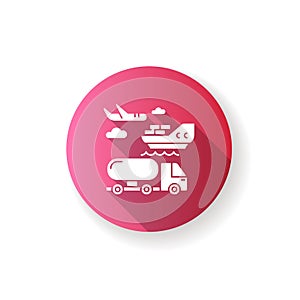 Shipping pink flat design long shadow glyph icon