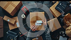 Shipping Process with Packages.AI generated image