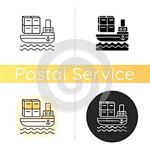 Shipping by sea chalk white icon