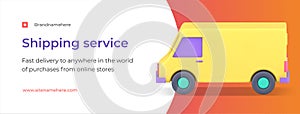 Shipping service order purchase van truck logistic transportation social media banner 3d icon vector