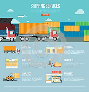 Shipping services infographics in flat style