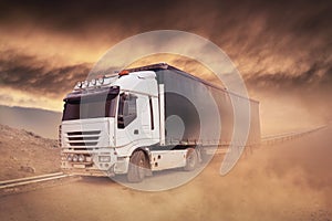 Shipping Truck on the highway- Trucking, Freight Transport