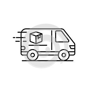 Shipping van icon in linear style