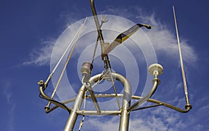 Ships antenna and navigation system in a clear blue sky