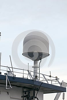 Ships antenna and navigation system on white background.