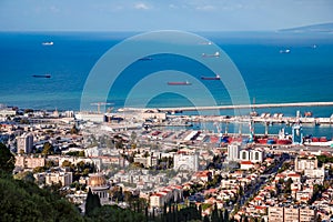 Ships in the Bay of Haifa.