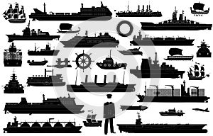 Ships big set silhouette