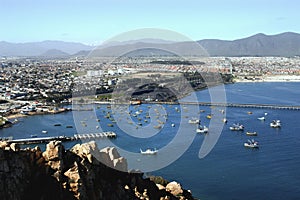 Ships and boats in the harbor