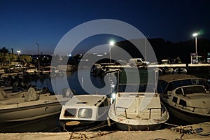 Ships and boats at Kolymbia Harbor in the evening, Rhodes, Greece