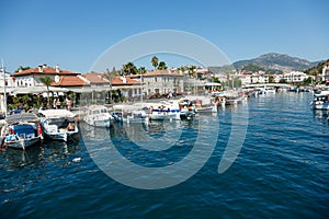 Ships and boats in Netsel marina in Marmaris harbor, Turkey