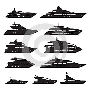 Ships and boats set, Yacht icon set. Vector.