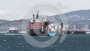 Ships in the channel between Gibraltar and Algeciras