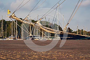 Ships in the city port of Rostock, Germany