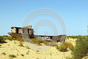 The ships in desert, Aral Sea disaster, Muynak, Uzbekistan