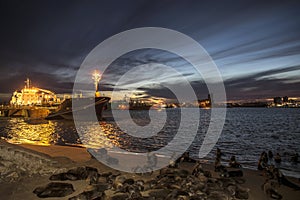 Ships docked in Mar del Plata Port , Buenos Aires , Argentina