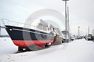 Ships in frozen Lappeenranta harbor