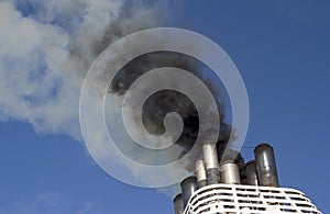 Ships funnel emitting smoke