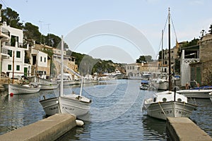 Ships in the harbor of Cala Figuera