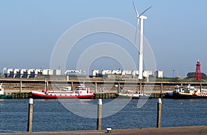 Ships in the harbor of Den Oever