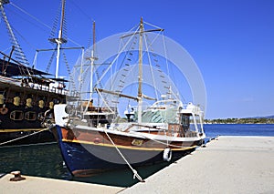 Ships in the harbor of Ormos Panagias