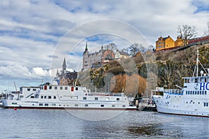 Ships in the harbor of Stockholm