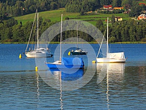 Ships on the Lipno lake, Czech republic.