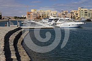 Ships in the marina of the El Gouna.