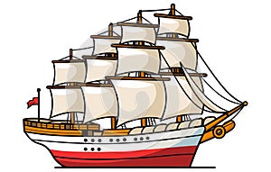 ships in the ocean with a seagull vector, ships water transport vector illustration